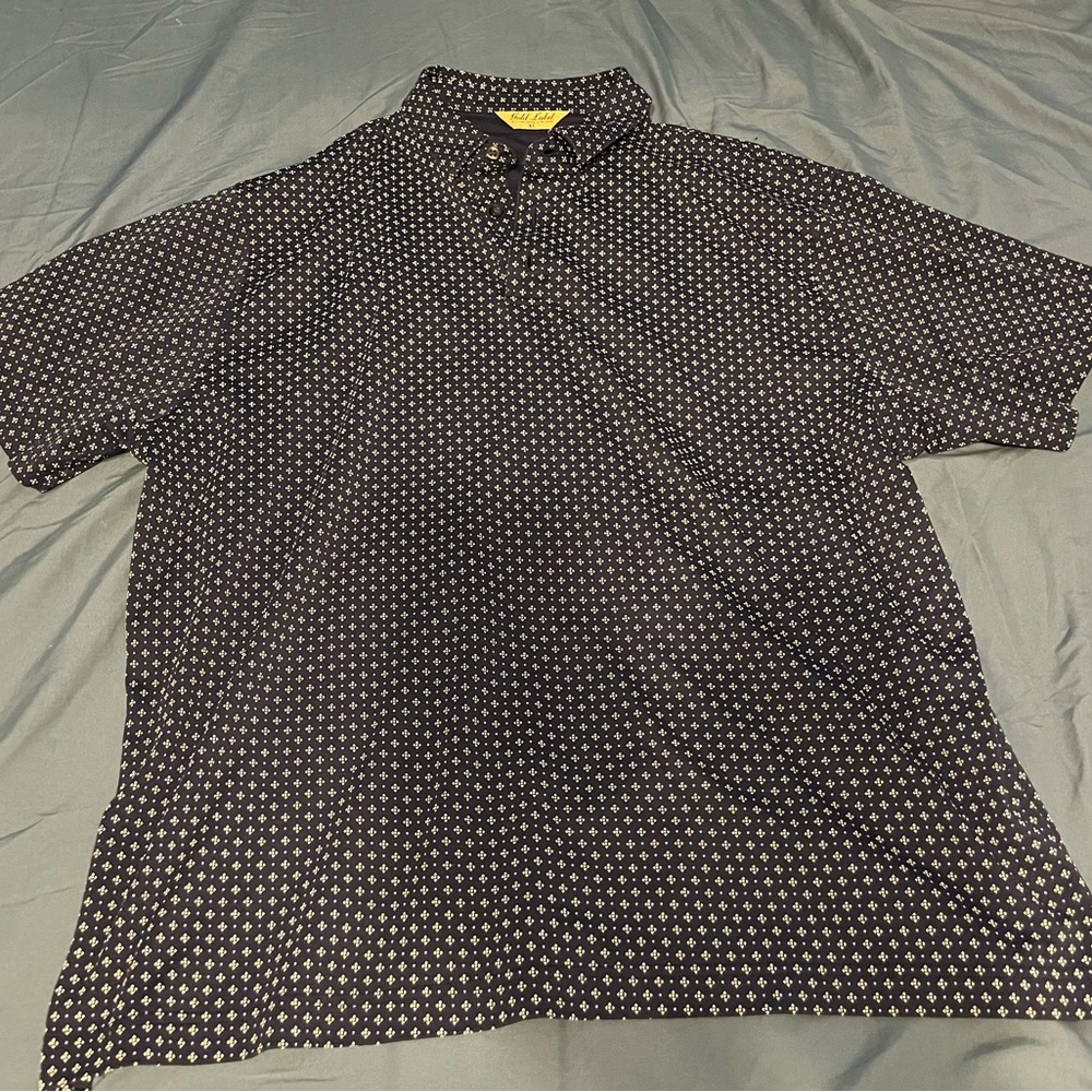 Roundtree & Yorke gold label Navy Patterned Polo Shirt